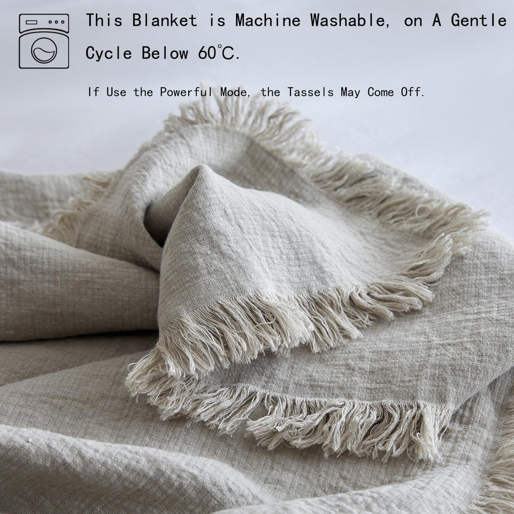 100% Linen Throw Blanket