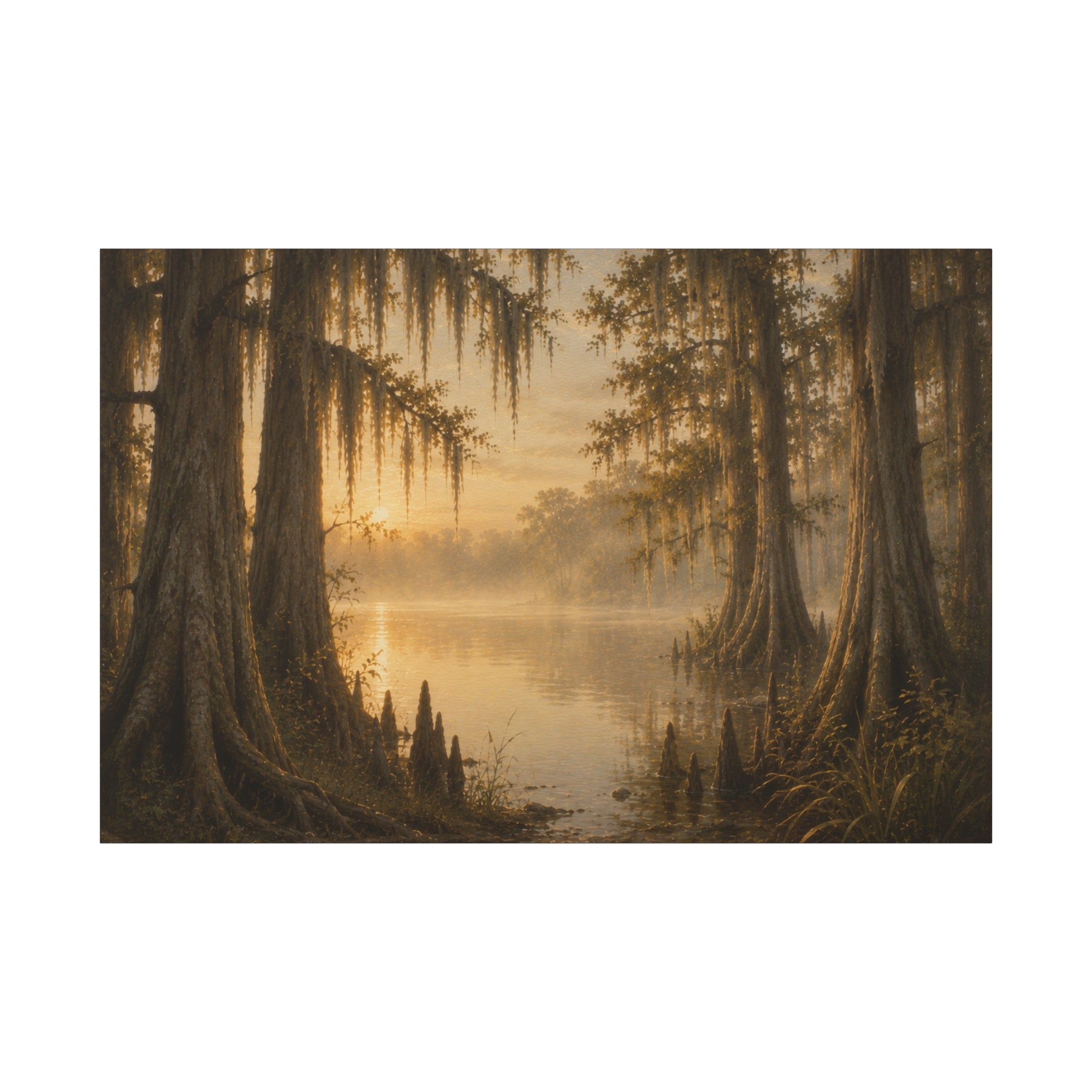 The River Collection Matte Stretched Canvas - "Cypress Cathedral" (Morning Waters II of V)