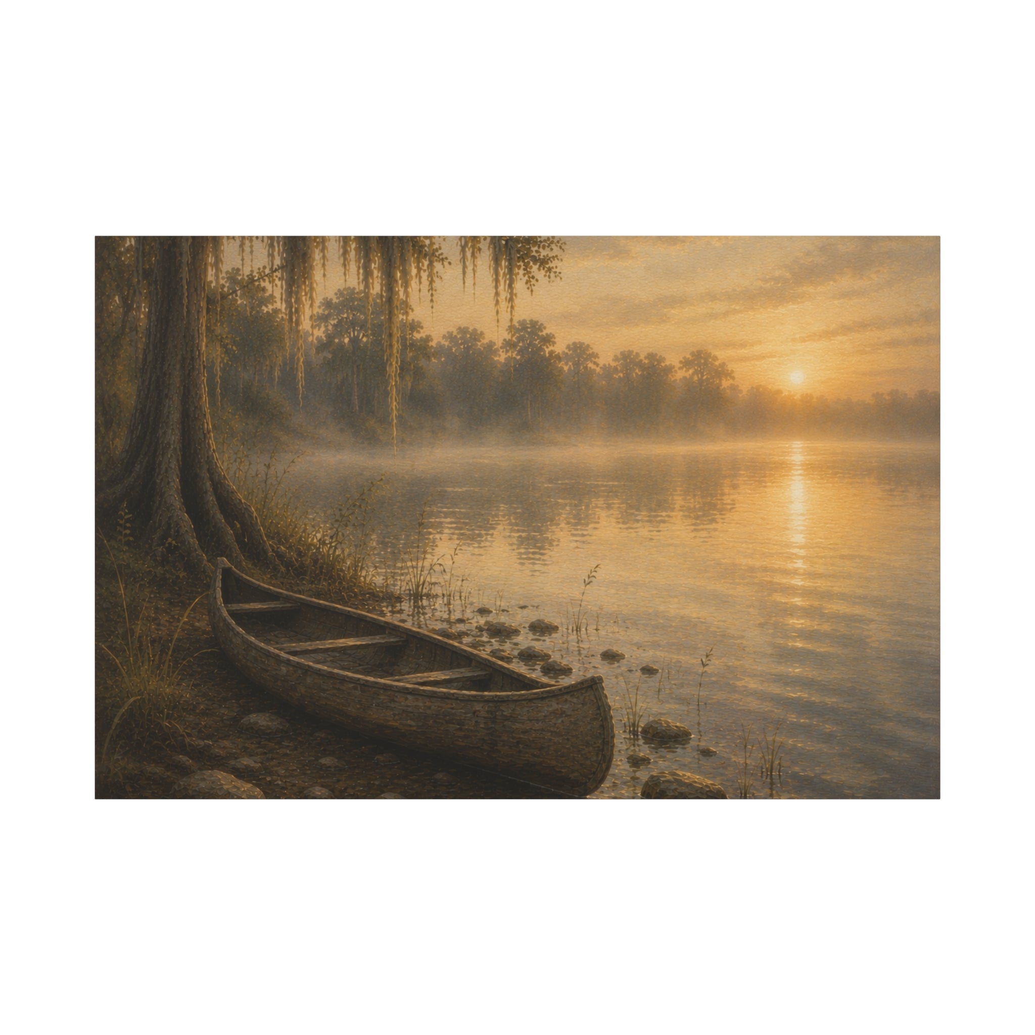 The River Collection Stretched Matte Canvas - "Silent Crossing" (Morning Waters IV of V)